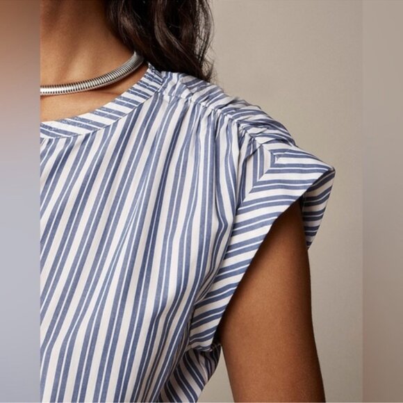 J Crew Drop-waist midi dress in striped cotton poplin - Picture 2 of 5